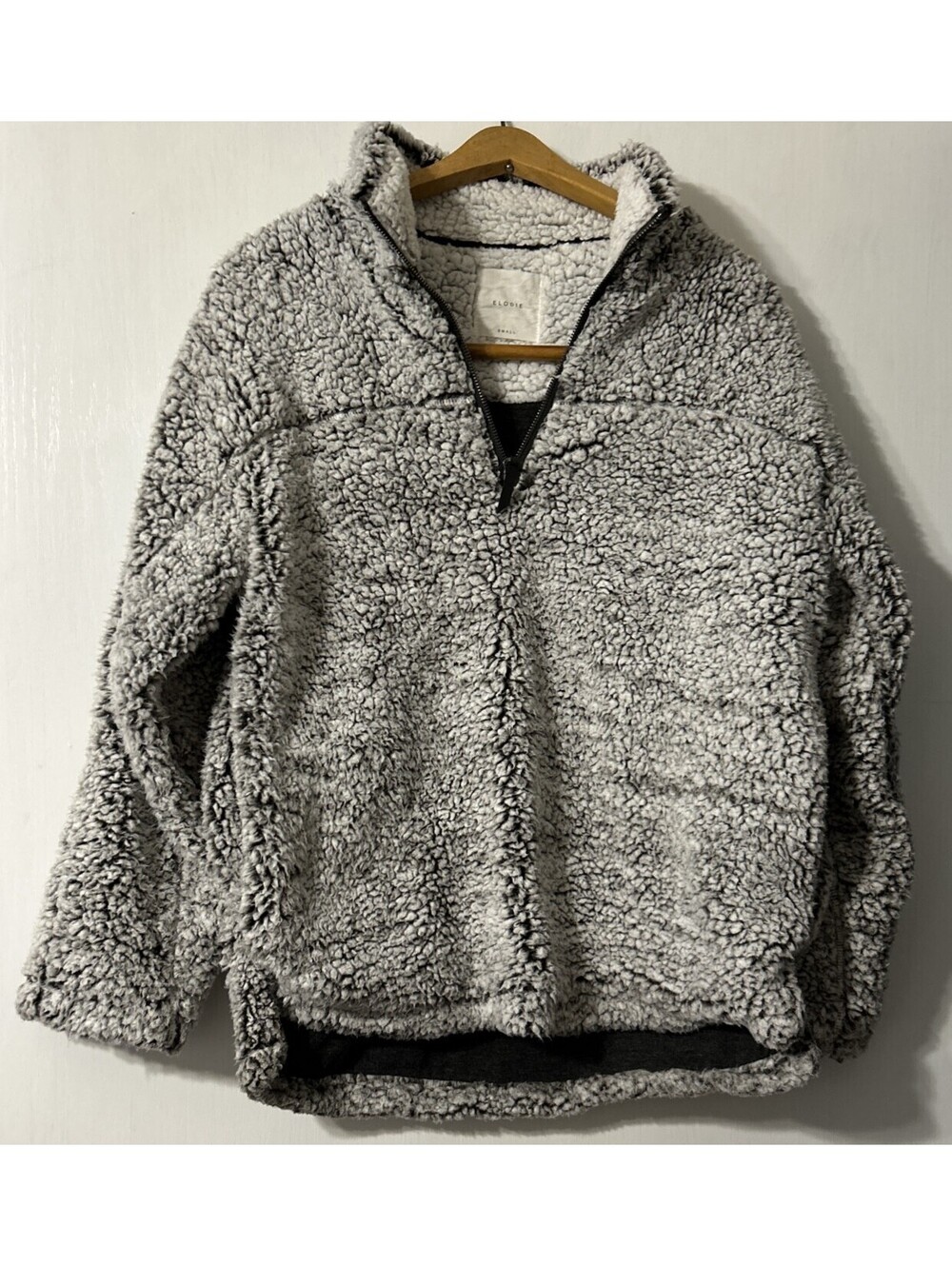 Elodie Gray Sherpa Fleeze Quarter Zip Pullover Teddy Jacket Cozy Small